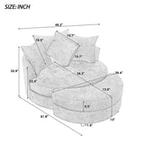 ERYE 49.2-Inch Oversized Round Accent Barrel Chair 360 Swivel Lounge Armchair W/Storage Ottoman
