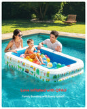 QPAU Kiddie Pool – 65" x 39" Inflatable Pool for Kids & Toddlers, Ball Pit & Baby Pool with Soft Floor, Educational Alphabet & Number, Durable Outdoor Play Toys for Backyard & Indoor Fun (Blue)