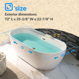 WOODBRIDGE 72" Acrylic Freestanding Bathtub Contemporary Soaking White Tub with Brushed Gold Overflow and Drain,B0059-BG