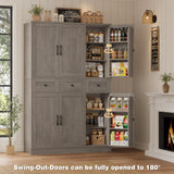 HITHOS Tall Kitchen Pantry Storage Cabinet w/Drawers & Shelves, Ash Gray