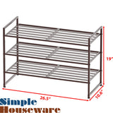 Simple Houseware 3-Tier Stackable Metal Panel Shoes Rack, Bronze