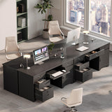 Office Desk with Lockable Drawers, Modern Computer Desk with File Drawer