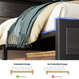 Homkdom King Size Bed Frame with LED Lights & Charging Station, King Bed Frame and Headboard,13" Under Bed Storage, Noise-Free Heavy Duty Metal Support, Modern Black