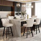 Counter Height Bar Stools Set of 6, 26" Mid-Century Swivel Bar Stool with Metal Base for Kitchen Island