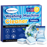ECOFRESHEET Washing Machine Cleaner Tablets 24 Count, Deep Cleaning Washer Cleaner for Front Load & Top Load Washers, HE Washer Cleaning Tablets, Helps Reduce Odors & Buildup
