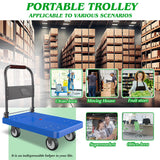 Platform Truck, 880lbs Capacity Heavy-Duty Foldable Hand Cart w/ 360° Swivel Wheels