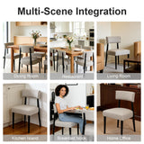 BONBEUR Wooden Dining Chairs Set of 4, Upholstered Kitchen Chairs with Solid Rubberwood Legs, Modern Farmhouse Dining Room Chairs, Grey Linen Fabric & Black Legs