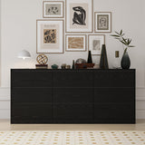 Bobve 70.9” Dresser for Bedroom with 9 Drawers, Large Modern Chest of Drawers with Deep Drawers, Wide Double Dresser Handle Free, Storage Organizer for Bedroom, Living Room, Hallway (Black)