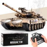 BESTYMXY RC Tank Russian T-90 Main Battle Tank, 1/16 2.4ghz Remote Control Vehicle with Sound & Light for Ages 14+