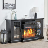 LUXOAK 59" Fireplace TV Stand with 3-Sided Glass Electric Fireplace