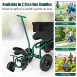 Rolling Garden Seat with Wheels, Garden Cart with 360° Swivel Seat for Planting, Garden Stool Scooter with Replaceable Handle