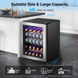 Kismile 68 Can Mini Fridge 1.7 Cu.Ft Beverage Refrigerator for 16 Bottle, Mini Refrigerator Cooler with Quiet Compressor, LED Light