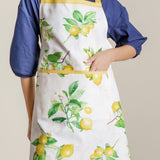 Maison d' Hermine Apron for women with Pocket 100% Cotton 27.50"x31.50" 1 Piece Adjustable Neck Strap & long ties Apron Men, Chef, Wedding, Cooking, Gardening, Server Spring/Summer (Limoncello)