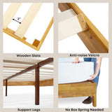 Bme Nipe 14 Inch Bohemian Bed Frame with Adjustable Woven Headboard - Rustic & Vintage Unique Style with Acacia Wood - No Box Spring Needed - Easy Assembly - Full, Natural