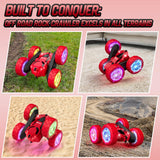 Hamdol Remote Control Car for Kids Ages 6-12, 4WD RC Stunt Car with LED Lights & 360° Flips, 2.4GHz Fast Electric Toy Vehicle, Upgraded Battery, Birthday for Boys Ages 8-10
