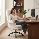 Teddy Fleece High Back Executive Office Chair with Flip Armrests (White)