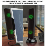 LED Speaker for Laptop Computer - USB Powered Clip-On Sound Bar with Mini Portable External Speaker Design GOgroove