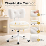 White Desk Chair with Wheels, Comfy Office Chair with Back for Bedroom