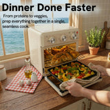 VAL CUCINA 6-in-1 Air Fryer Toaster Oven Combo, Compact 12.7 QT Small Countertop Convection Oven, Fits 9" Pizza & 4 Toast, Hexagon Hybrid Heating, Enamel Baking Pan