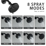 SUBEIXI 2 Handle Shower Faucet Set with Tub Spout Matte Black Two Handles Shower Faucet Set Bathtub Shower Faucet Combo, Wall Mount