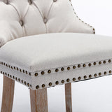 MOOLSUN Linen Dining Chairs Set of 6, High Back Side Chairs, Modern Padded High-End Tufted Upholstered Chairs with Button-Tufted Back & Rear Pull Tabs, Solid Wood Legs F-Beige(Solid Wood Legs)