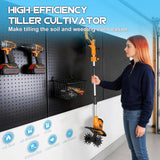 Cordless Tiller Cultivator (No Battery) Compatible with Dewalt 20V Max Battery, 9In Tilling Width & 6.3In Depth Tiller for Gardening, Loose Soil, Weeding, Trenchig