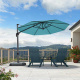 PURPLE LEAF Cantilever Umbrella 10 Feet Round 360° Rotation Turquoise
