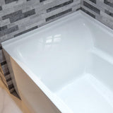 WOODBRIDGE 60" Acrylic Rectangular Alcove Soaking Bathtub in White with Right Drain, Chrome Pop-Up Drain Included BA6030R