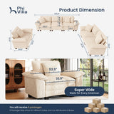 PHI VILLA 3-Piece Modular Sofa Set with 3-Seat Couch & Loveseat & Armchair