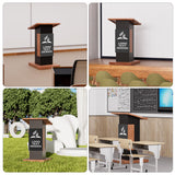 Customizable Logo & Text Podium Stand,Wood Lectern with Lockable Wheels,15MM Particle Board,Church Pulpit with Storage, Mic Stand Space,Wooden Podium for Seminars and Schools (Customized B)