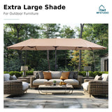 MFSTUDIO 7 Piece Outdoor Patio Dining Set with Umbrella, Rattan Chairs