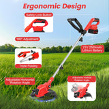 21V Cordless Weed Wacker with 2x2.5Ah Battery Powered, Electric Weed Eater with 12 Inch Grass Cutter & Auto Line Feed System, 2-in-1 String Trimmer & Lawn Edger for Garden Edge Lawn Tool