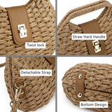 Women Straw Crossbody Bags,Summer Straw Purses with Chain,Beach Tote Shoulder Handbags Handmade Woven Bag (brown)