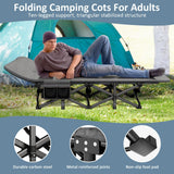 Mopaicot Camping Cot, Folding Cot Bed for Adults with Built-in Mattress and Pillow, Portable Outdoor Sleeping Cot for Camping and Travel, with Carry Bag, Grey, Max Load 450 LBS