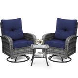 wildformers Luxury Outdoor Swivel Wicker Glider Patio Chairs with Table Set