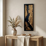 Live Edge Wood Wall Art, Black Framed Narrow Vertical Panel | Natural Wooden Wall Decor for Hallway, Living Room & Office, Rustic Handcrafted Gift - 20"x48"