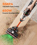 Cordless Vacuum Cleaner, 650W/55Kpa/70Mins Stick Vacuum Cleaners for Home with 180° Foldable Wand &3.3Ft Hose, Touch Screen AUTO-Mode, Wall Mount Charging, Fragrance, Vacuum for Floor/Carpet/Pet Hair