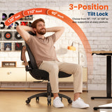GABRYLLY Ergonomic Office Chair, High Back Home Desk Chair with Flip-Up Arms, 3D Headrest, 90-120° Tilt and Wide Cushion Seat, Big and Tall Computer Chairs for Man Woman, Mesh Chair Black Woodgrain