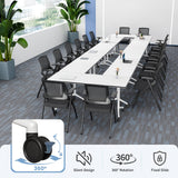 Folding Conference Table with Wheels, Flip-Top Mobile Training Table Modular Conference Room Tables, Space Saving Seminar Meeting Tables for Office School Business Classroom(White1 4PCS 47.2in)