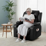 FLEXISPOT XL31 Power Lift Recliner Chair for Elderly, Electric Lift Chair with Massage & Heat, PU Leather Reclining Sofa w/Cup Holders, Side Pockets for Living Room Bedroom(Medium Size,Black)