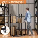 lukar Carton Cart Stand, 2-Tier Cardboard Box Stand, Metal Cardboard Box Storage Rack, Carton Stands for Boxes with Wheels and Handle, Cardboards Organizer for Home Supermarket Warehouse Commercial