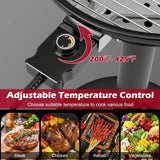 Giantex Electric BBQ Grill with Warming Rack, 1600W Portable Outdoor Electric Grill with Lid, Adjustable Temperature, Non-Stick Removable Grates, Grease Tray, for Patio, Camping, Balcony (Black)