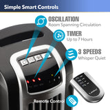 Oscillating Tower Fan, 3 Quiet Speeds, Timer, Remote Control, for Bedroom, Kitchen, Office, 36", Black, 2511 Lasko