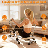 Water Rowing Machine, Hydraulic Rower with LCD Monitor, Adjustable Seated Row Machine Resistance up to 110LBS & Large Cushioned Seat, 265LBS Quiet Rowing Machines for Home Use (Black)