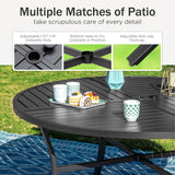 PHI VILLA 7 Pcs Outdoor Dining Set, 54" Round Table w/Umbrella Hole
