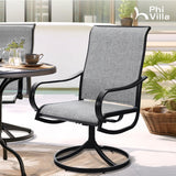 PHI VILLA Swivel Patio Dining Chairs Set of 6, Textilene Mesh Fabric, Grey