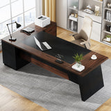 78" L-Shaped Executive Desk, Large Office Desk with Drawers and File Cabinet