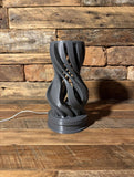 MAKER 3D Twist Spiral Table Lamp in Dark Grey - Handmade 3D Printed Shadow Projection Night Light, Dimmable USB LED Bedside Accent Lamp for Bedroom, Nursery and Office Desk Decor