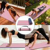 onlyhe Extra Thick 12mm TPE Exercise Yoga Mat with Strap, 1/2 Inch Non-slip Workout Mat for gymnastics, Pilates, Home, Workout, Gym Floor Fitness (Pink + Navy Blue)
