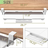 ETHU Under Desk Keyboard Tray with C-Clamp, 26.77x11.81", White
